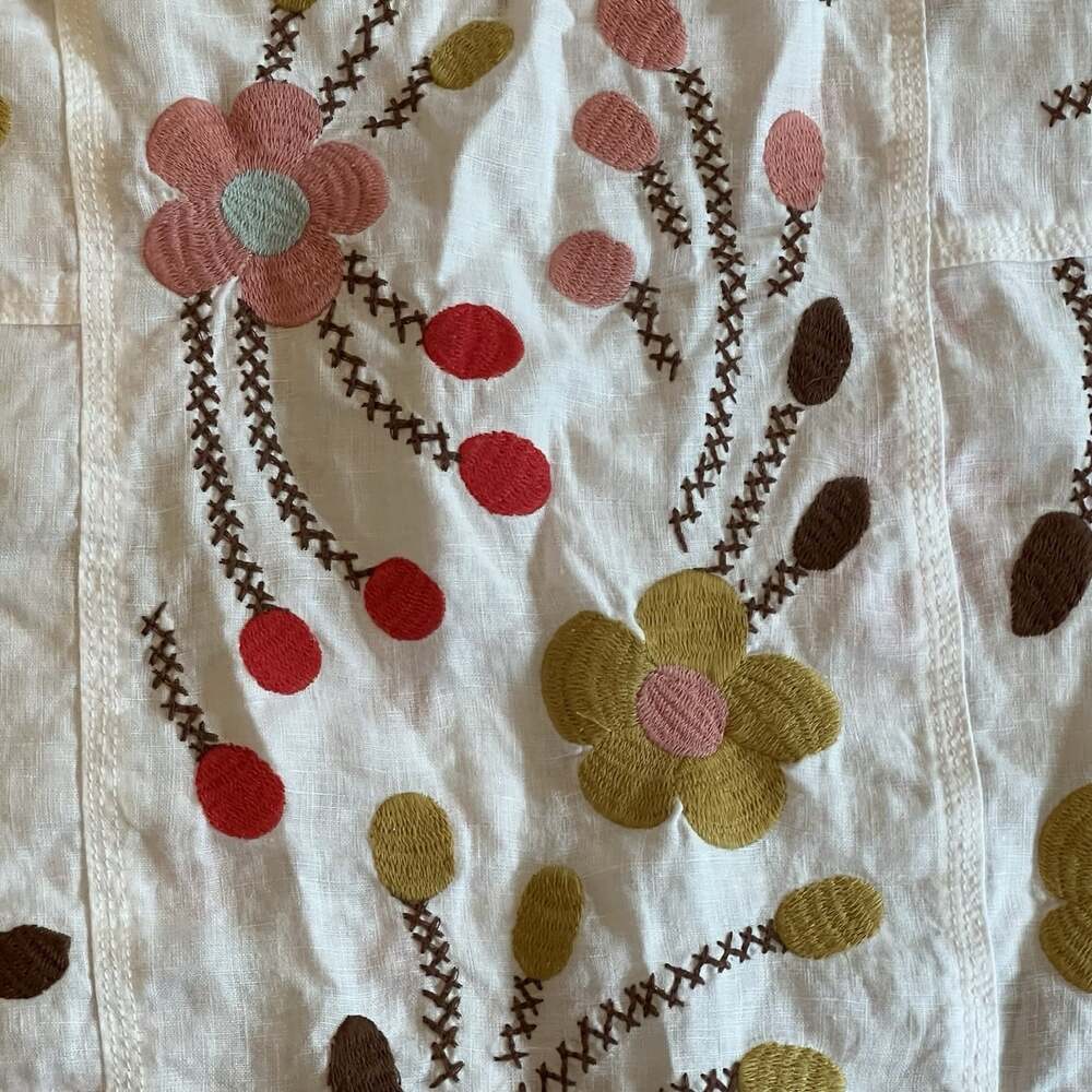 Johnny Was Women’s Linen Joni Easy Paneled V-Neck Top Size Small Embroidered - Picture 2 of 8